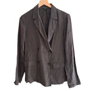 James Perse Women's‎ 100% Linen Double Breasted Blazer Charcoal Grey Size S